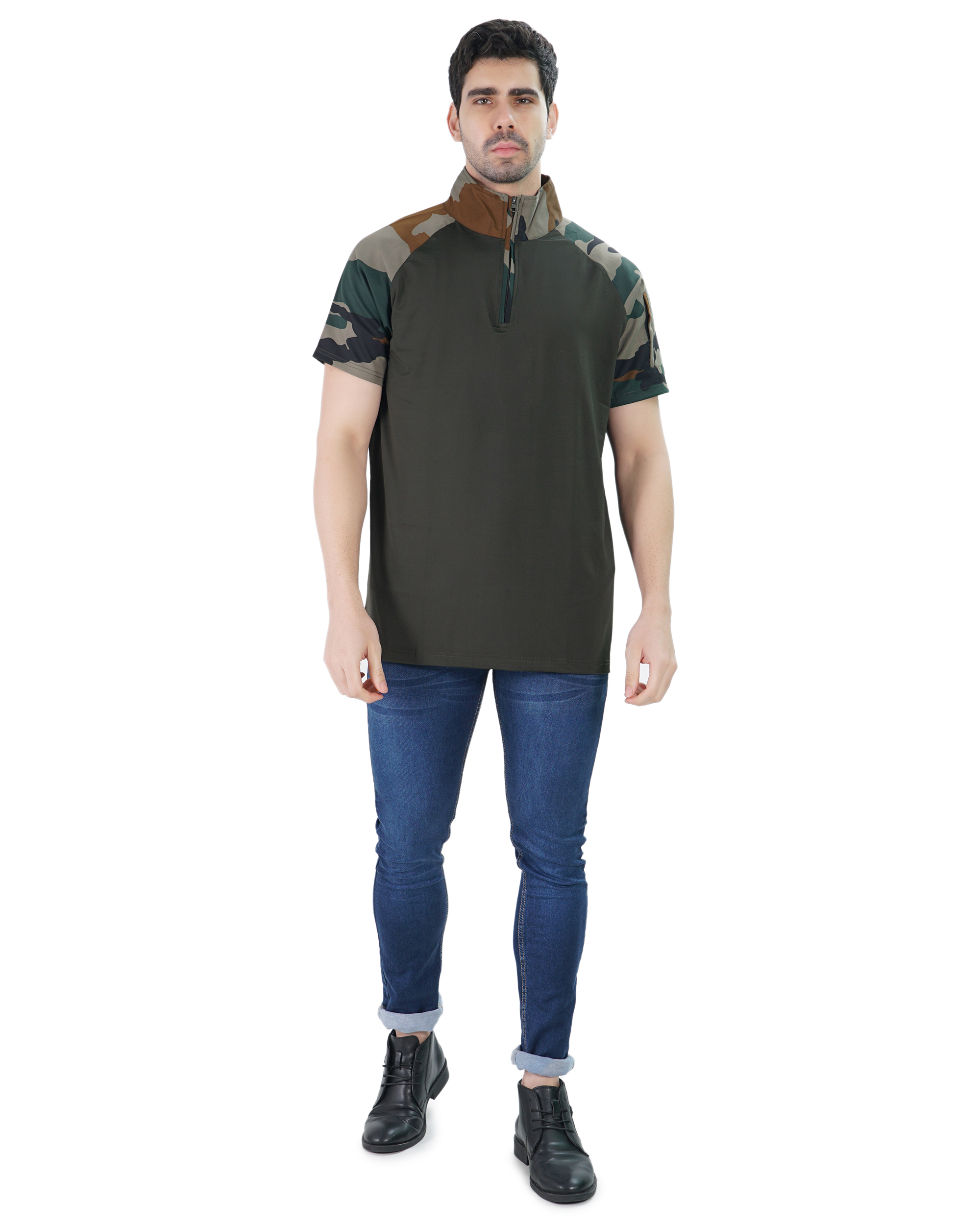 CAMO COLLAR Half Sleeve TSHIRT